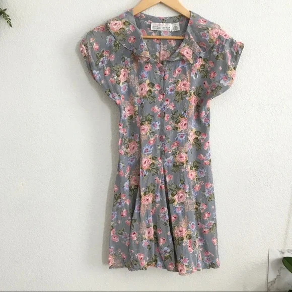 1990s pastel babydoll dress floral small blue pink - Picture 9 of 13